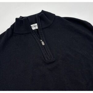 St. Croix Shop Men's XL Wool Black Knit Quarter Zip Pullover Vest